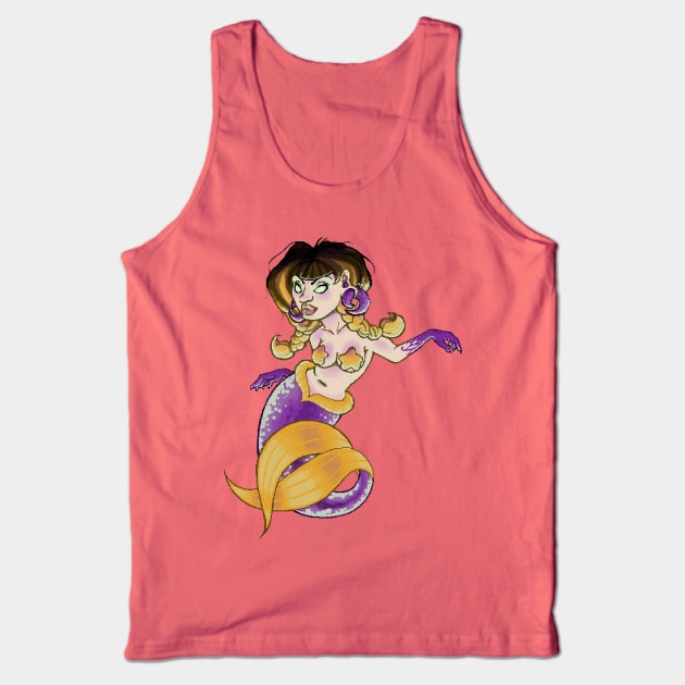 Pixel Mermaid Tank Top by z0mbi